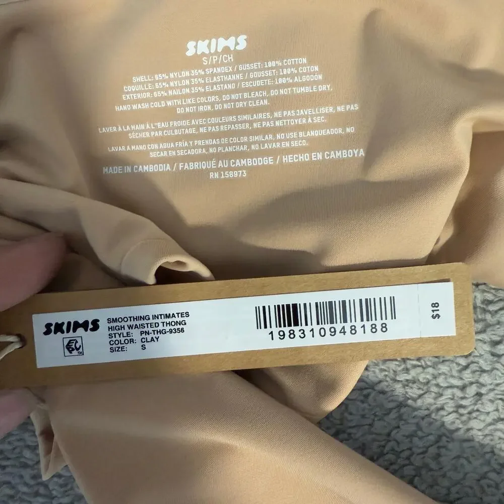 NWT Skims Smoothing Intimates High Waisted Thong, Clay, S